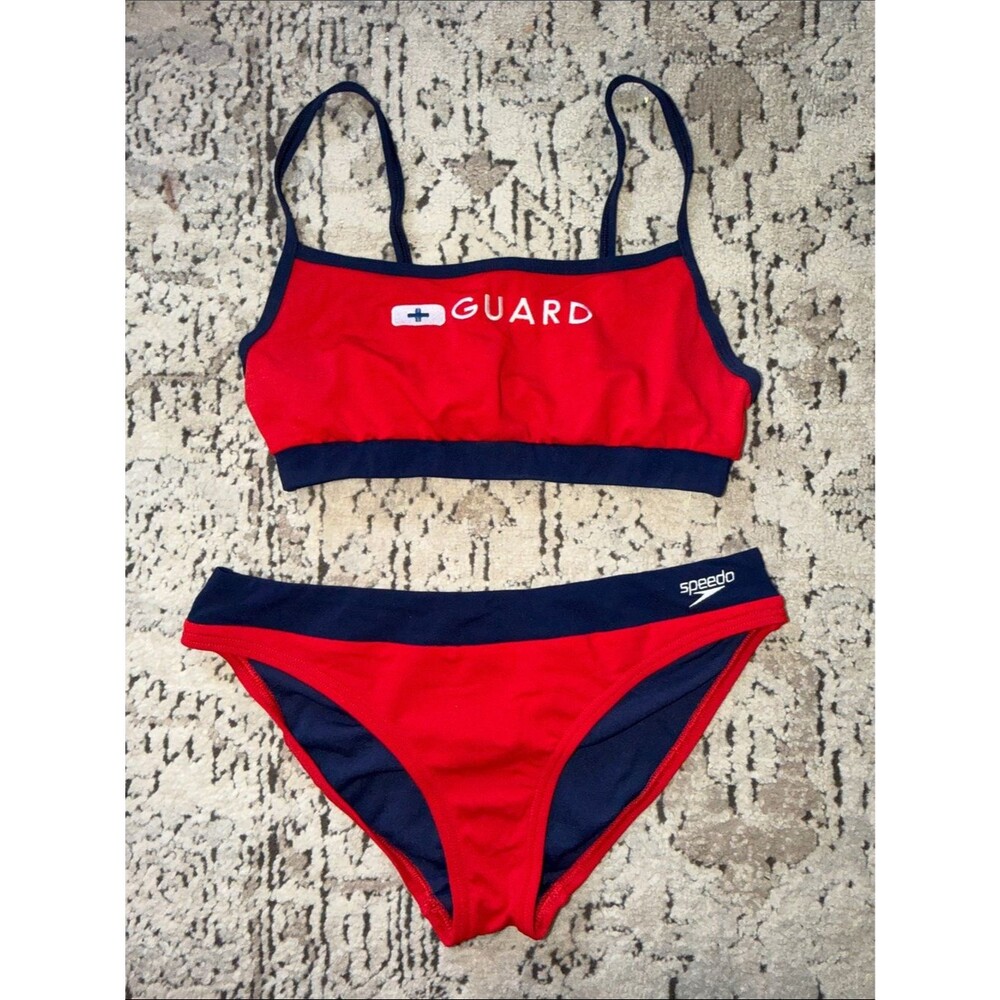 Speedo women’s ' Red & Navy Lifeguard Two-Piece Swimsuit